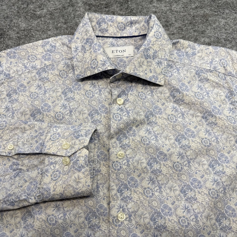 Eton contemporary fit shirt men's 15.5 39 cotton long sleeve button up‎ wedding